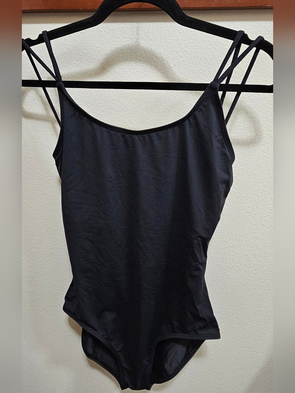 Black Double-Strap Scoop Neck Bodysuit - Ballet Leotard